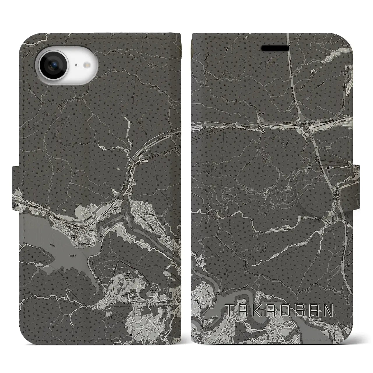 【高尾山(東京都)】地図柄iPhoneケース(手帳タイプ)