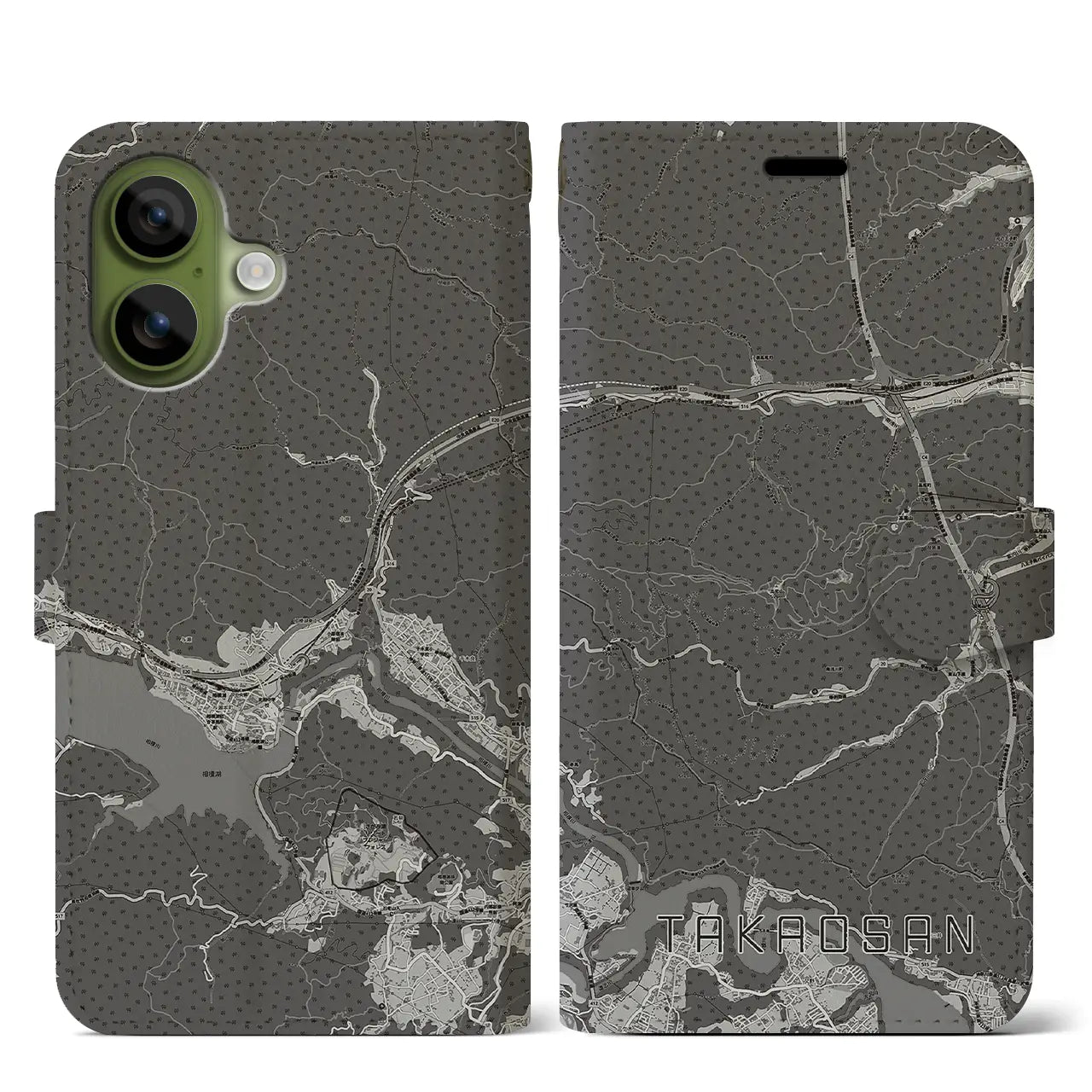 【高尾山(東京都)】地図柄iPhoneケース(手帳タイプ)