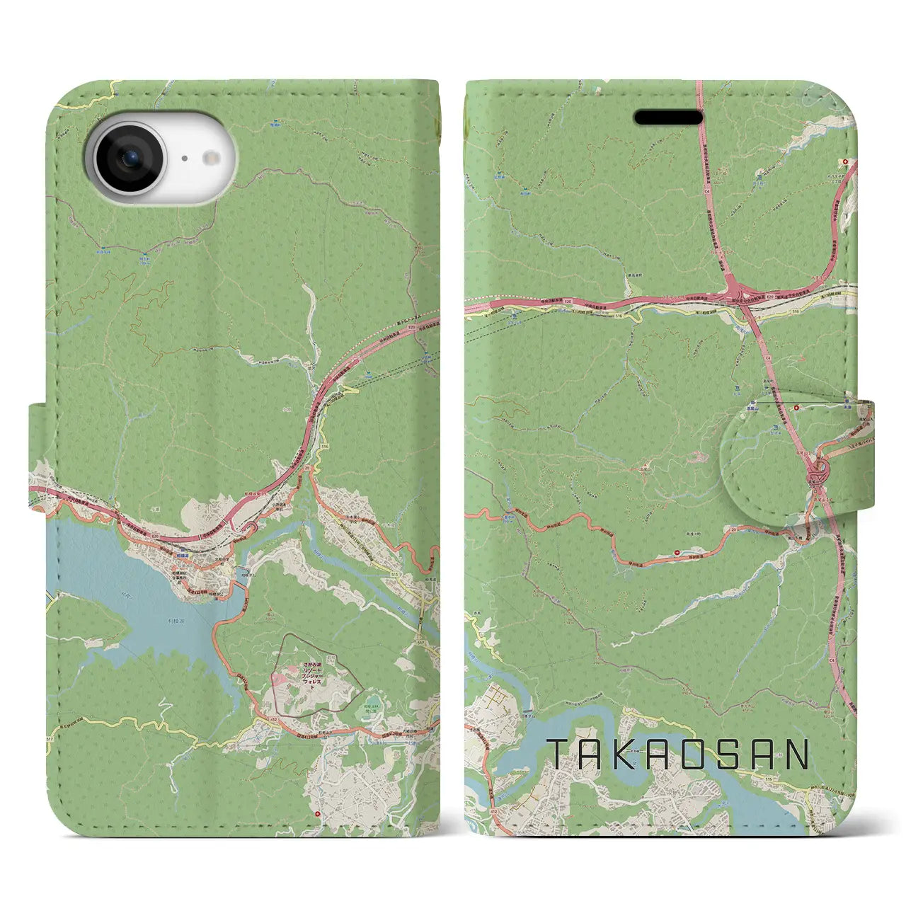 【高尾山(東京都)】地図柄iPhoneケース(手帳タイプ)