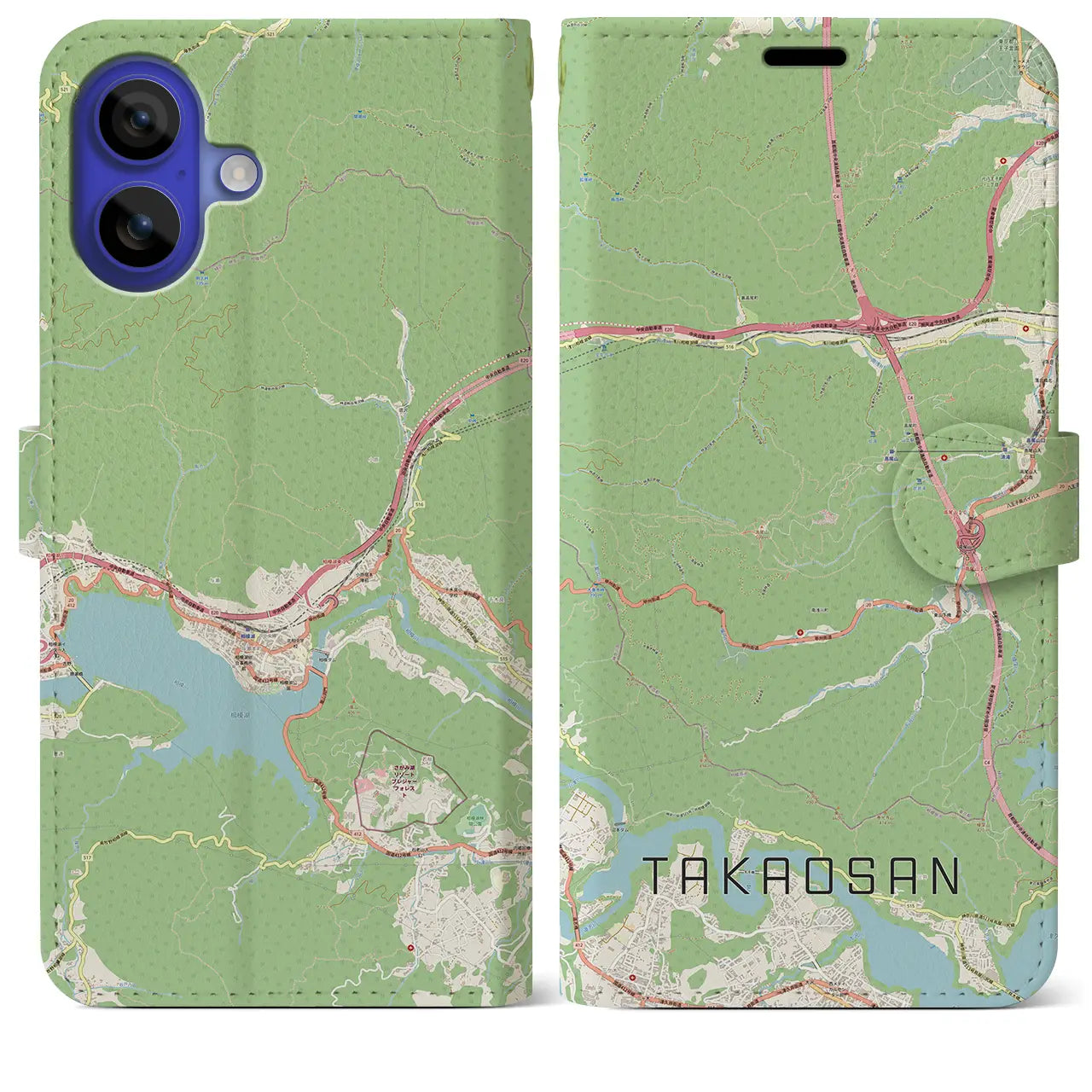 【高尾山(東京都)】地図柄iPhoneケース(手帳タイプ)ナチュラル・iPhone 16 Pro Max 用