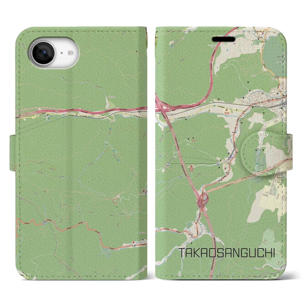 【高尾山口(東京都)】地図柄iPhoneケース(手帳タイプ)