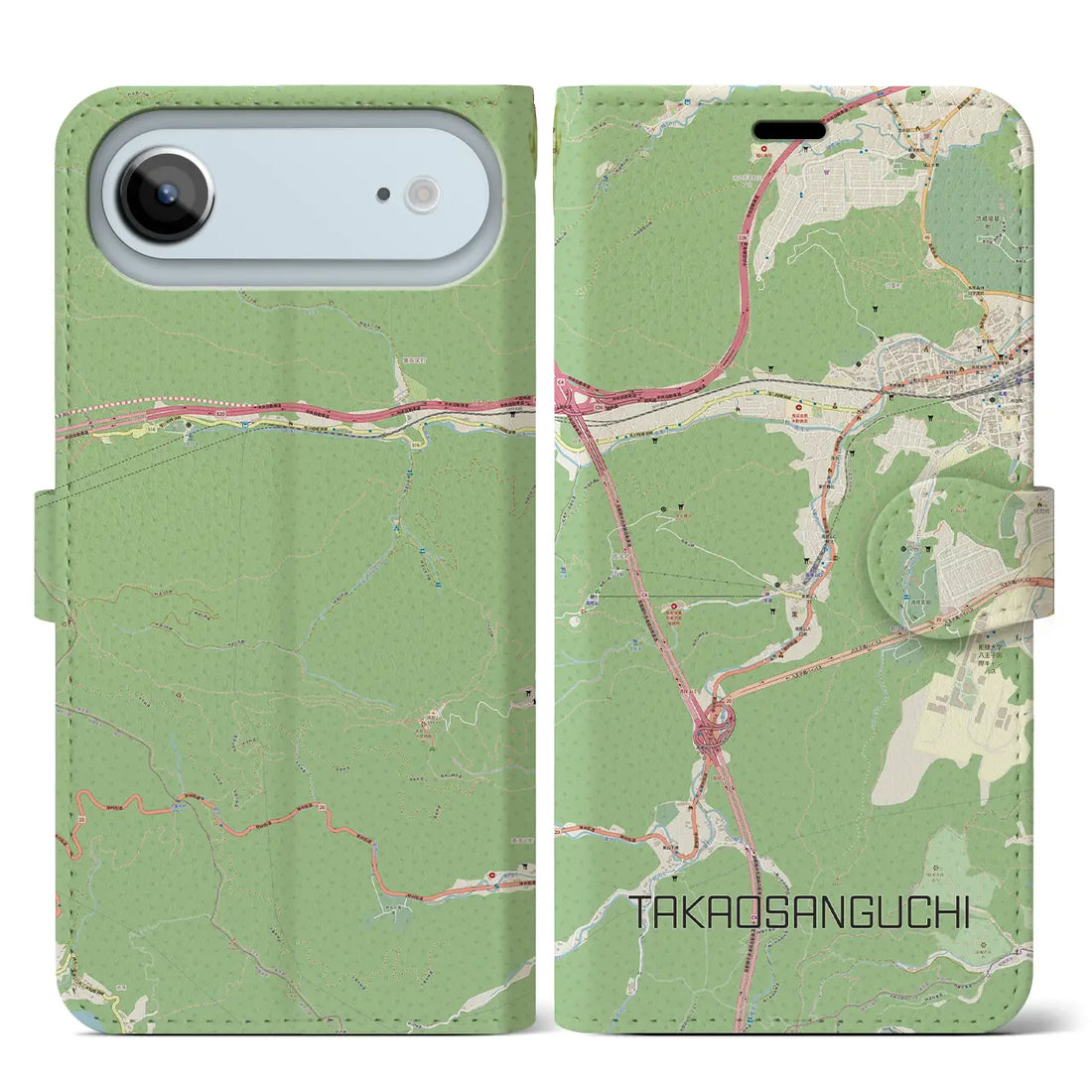 【高尾山口(東京都)】地図柄iPhoneケース(手帳タイプ)ナチュラル・iPhone 17 Pro Max 用