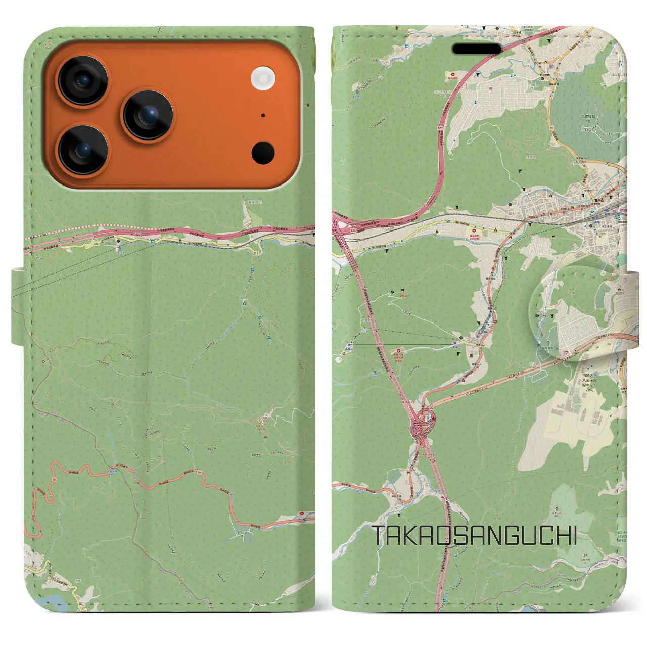 【高尾山口(東京都)】地図柄iPhoneケース(手帳タイプ)