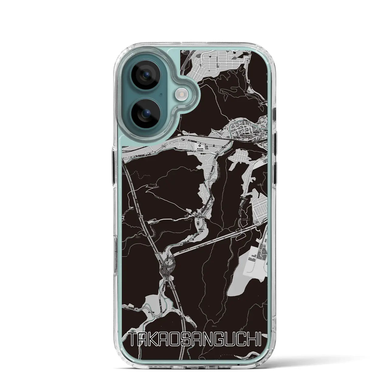 【高尾山口(東京都)】地図柄iPhoneケース(MagSafeタイプ)モノトーン・iPhone 16 Pro 用