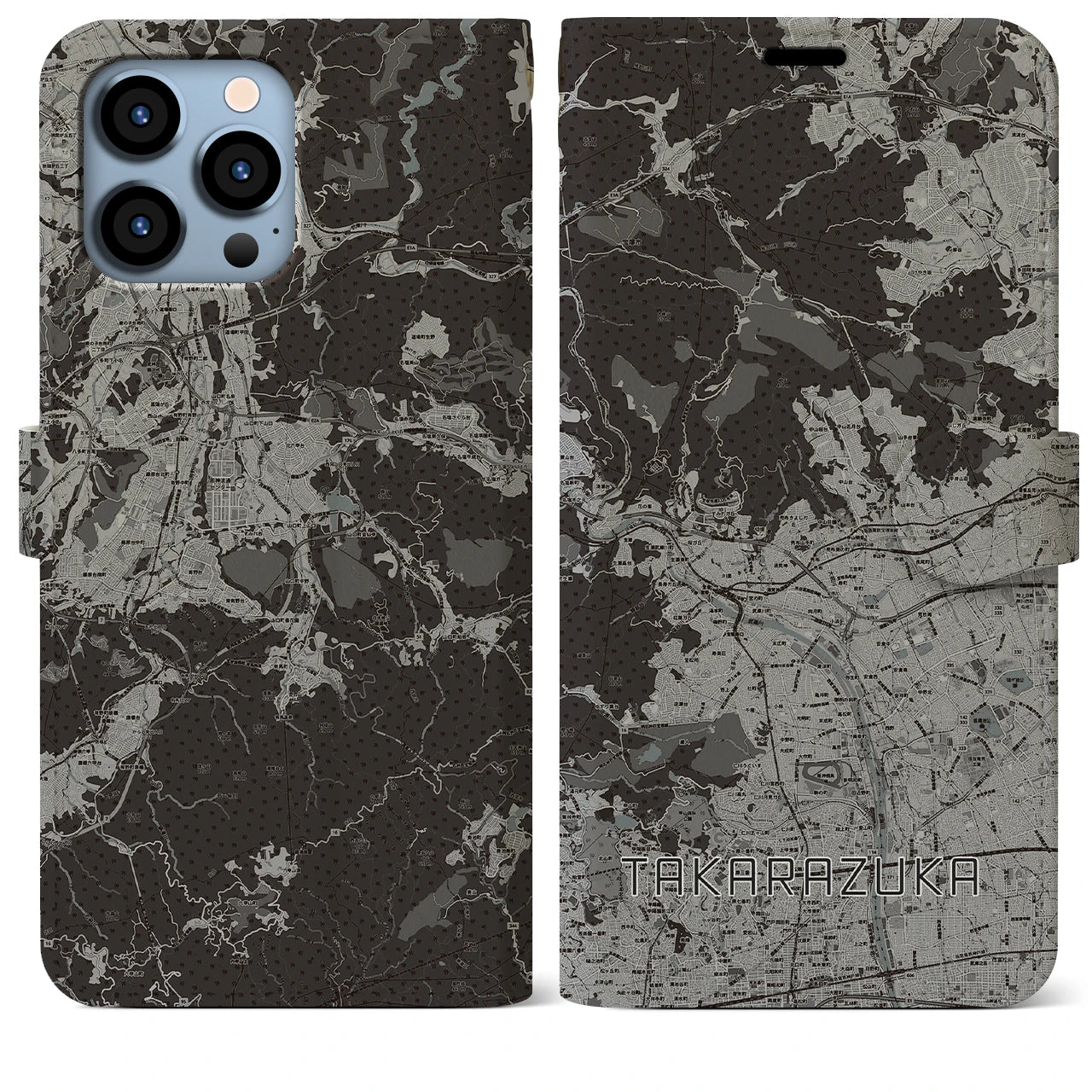 【宝塚(兵庫県)】地図柄iPhoneケース(手帳タイプ)