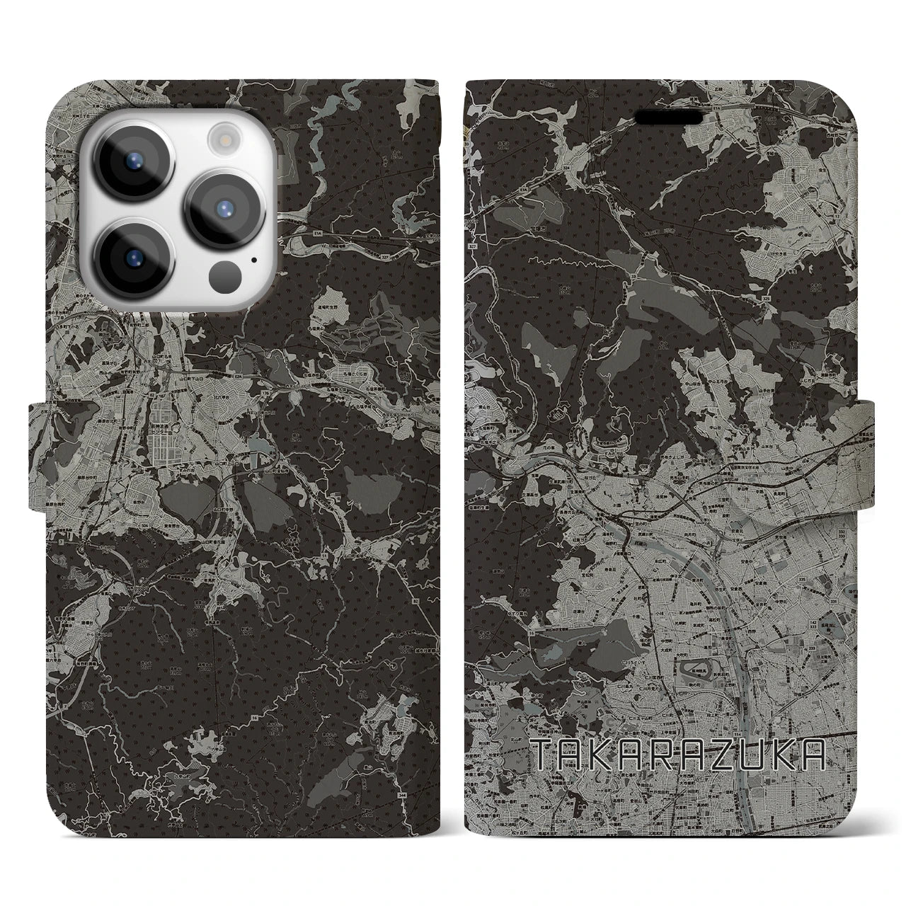 【宝塚(兵庫県)】地図柄iPhoneケース(手帳タイプ)