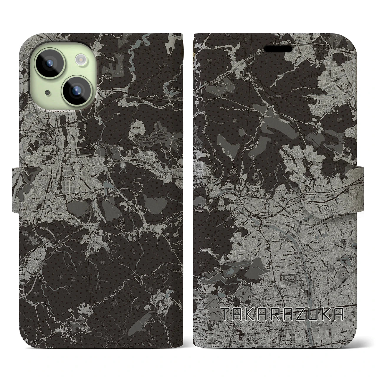 【宝塚(兵庫県)】地図柄iPhoneケース(手帳タイプ)