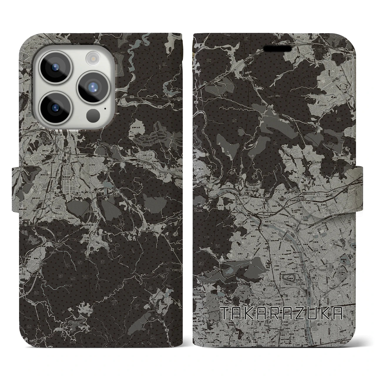 【宝塚(兵庫県)】地図柄iPhoneケース(手帳タイプ)