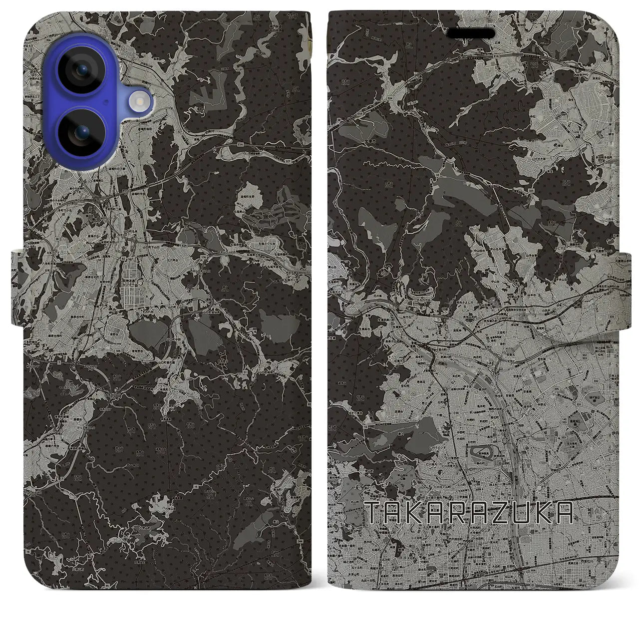 【宝塚(兵庫県)】地図柄iPhoneケース(手帳タイプ)