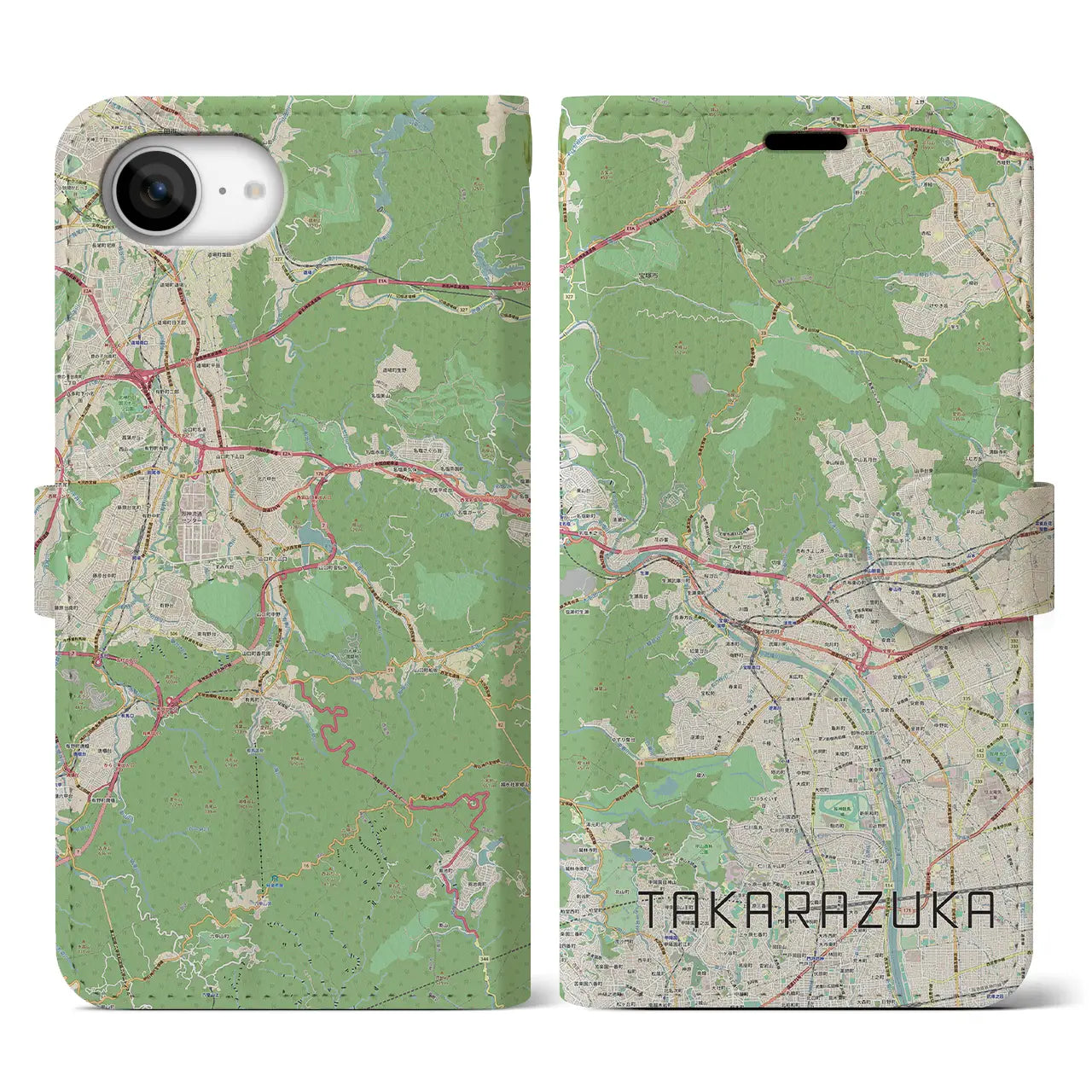 【宝塚(兵庫県)】地図柄iPhoneケース(手帳タイプ)