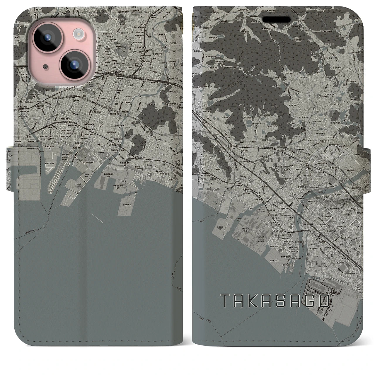 【高砂(兵庫県)】地図柄iPhoneケース(手帳タイプ)