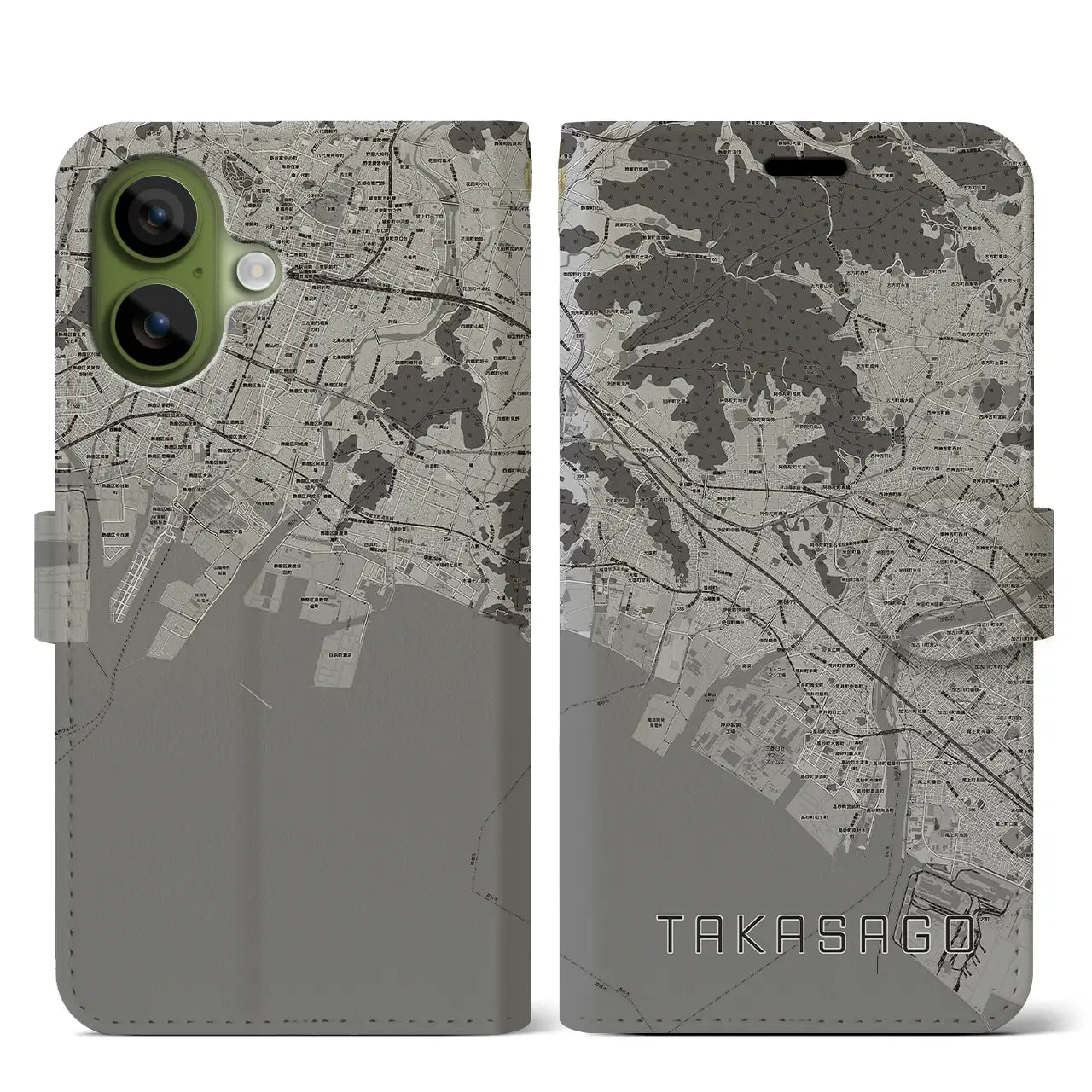 【高砂(兵庫県)】地図柄iPhoneケース(手帳タイプ)