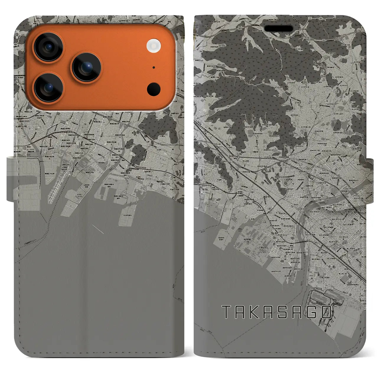 【高砂(兵庫県)】地図柄iPhoneケース(手帳タイプ)