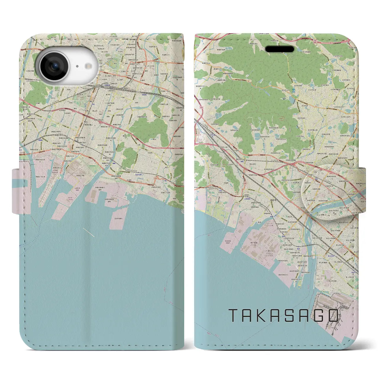 【高砂(兵庫県)】地図柄iPhoneケース(手帳タイプ)