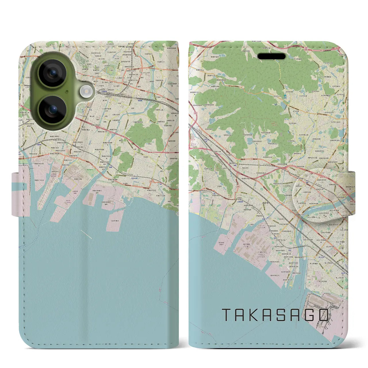 【高砂(兵庫県)】地図柄iPhoneケース(手帳タイプ)