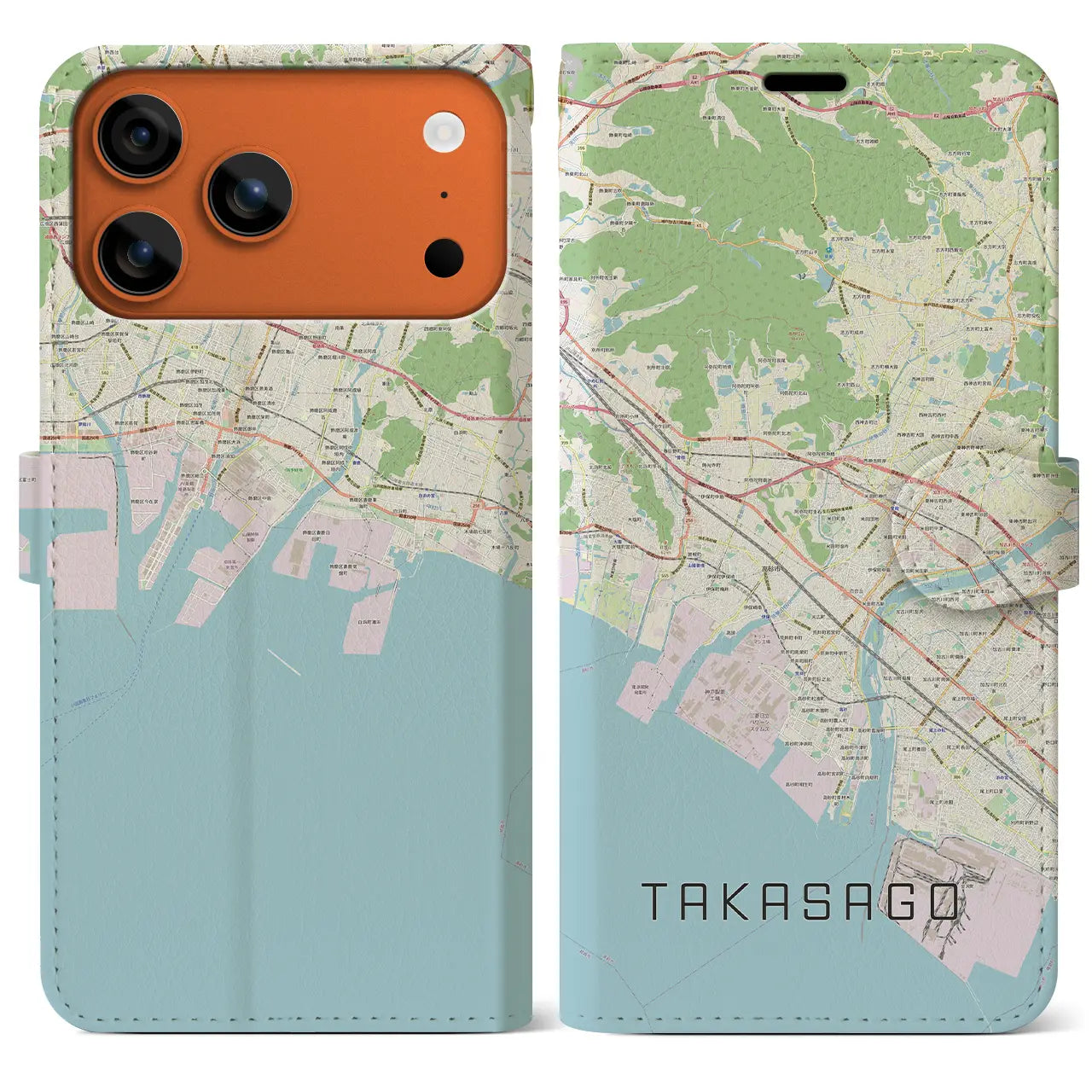 【高砂(兵庫県)】地図柄iPhoneケース(手帳タイプ)