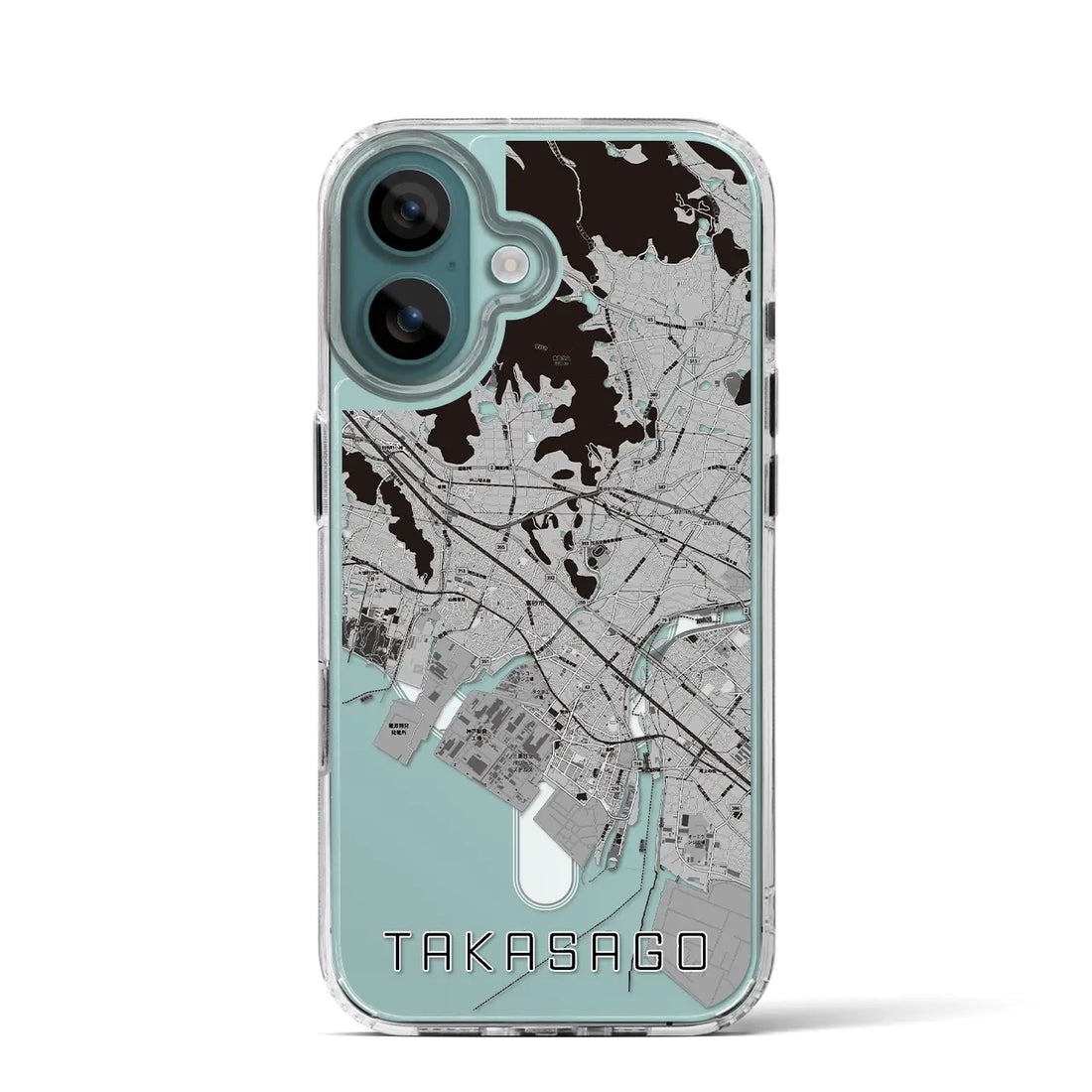 【高砂(兵庫県)】地図柄iPhoneケース(MagSafeタイプ)モノトーン・iPhone 16 Pro 用