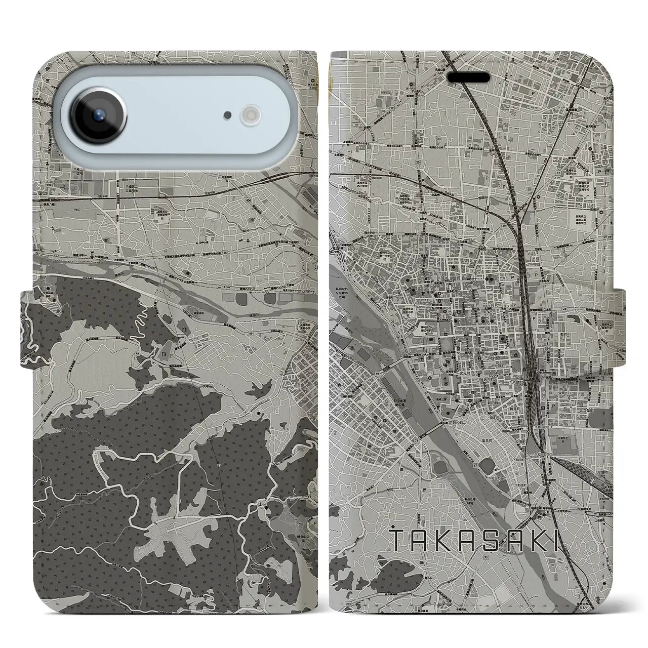 【高崎(群馬県)】地図柄iPhoneケース(手帳タイプ)