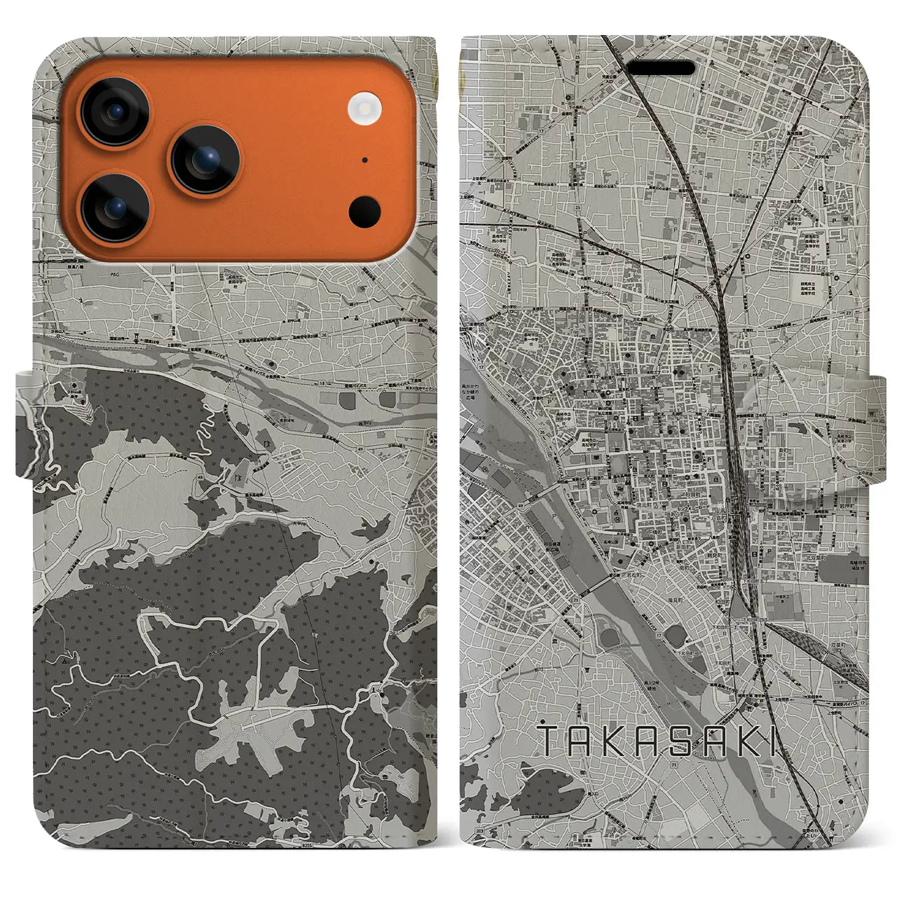 【高崎(群馬県)】地図柄iPhoneケース(手帳タイプ)