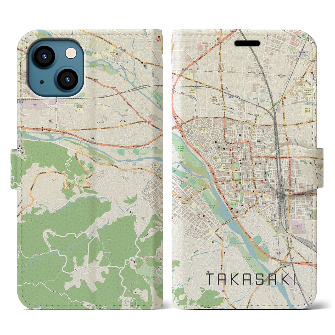 【高崎(群馬県)】地図柄iPhoneケース(手帳タイプ)