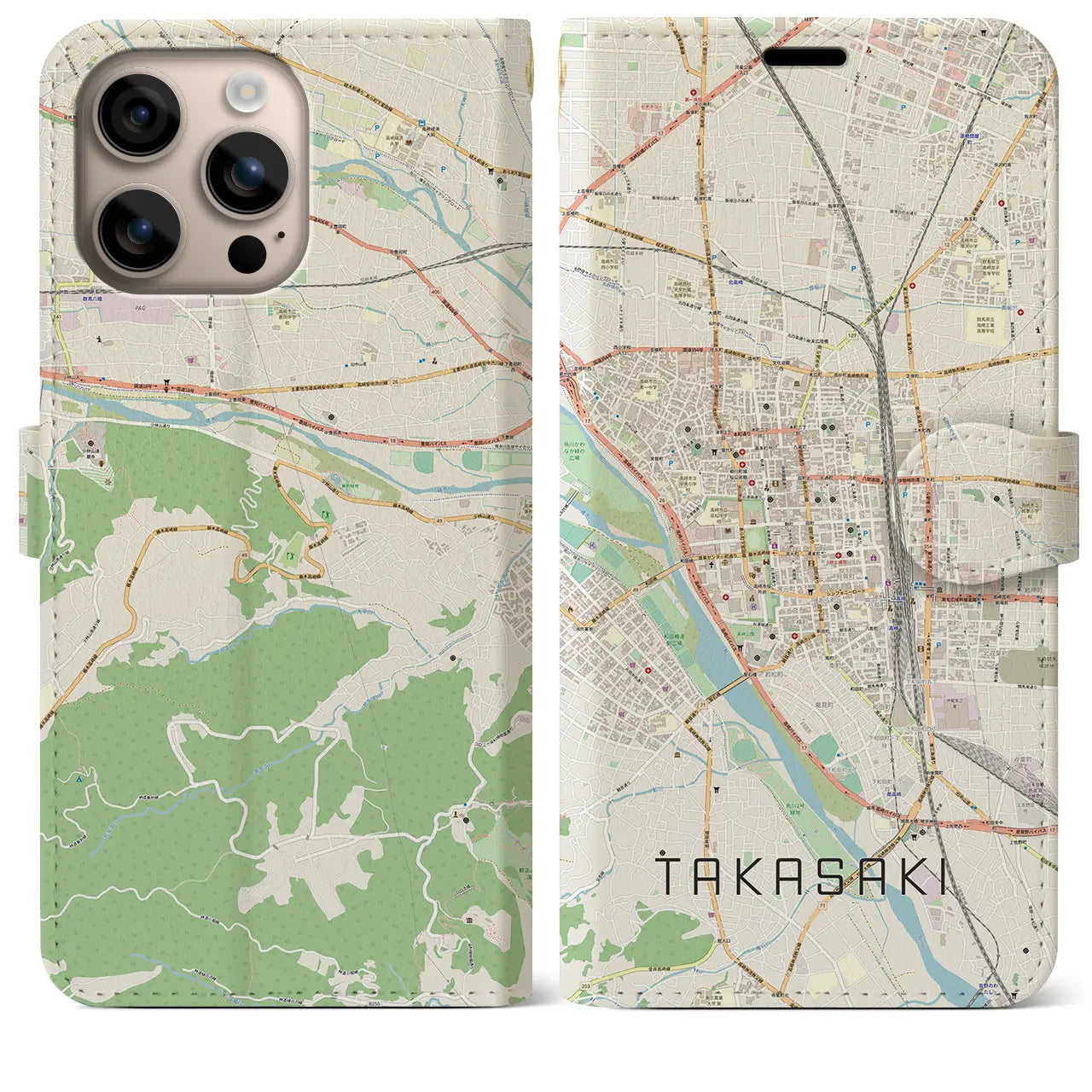 【高崎(群馬県)】地図柄iPhoneケース(手帳タイプ)