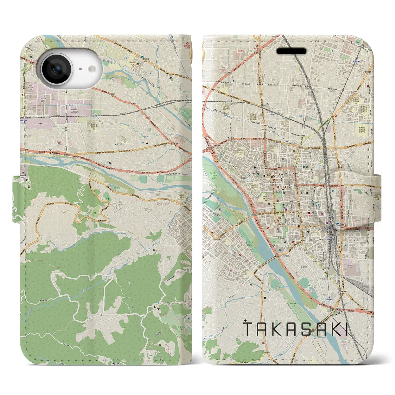 【高崎(群馬県)】地図柄iPhoneケース(手帳タイプ)