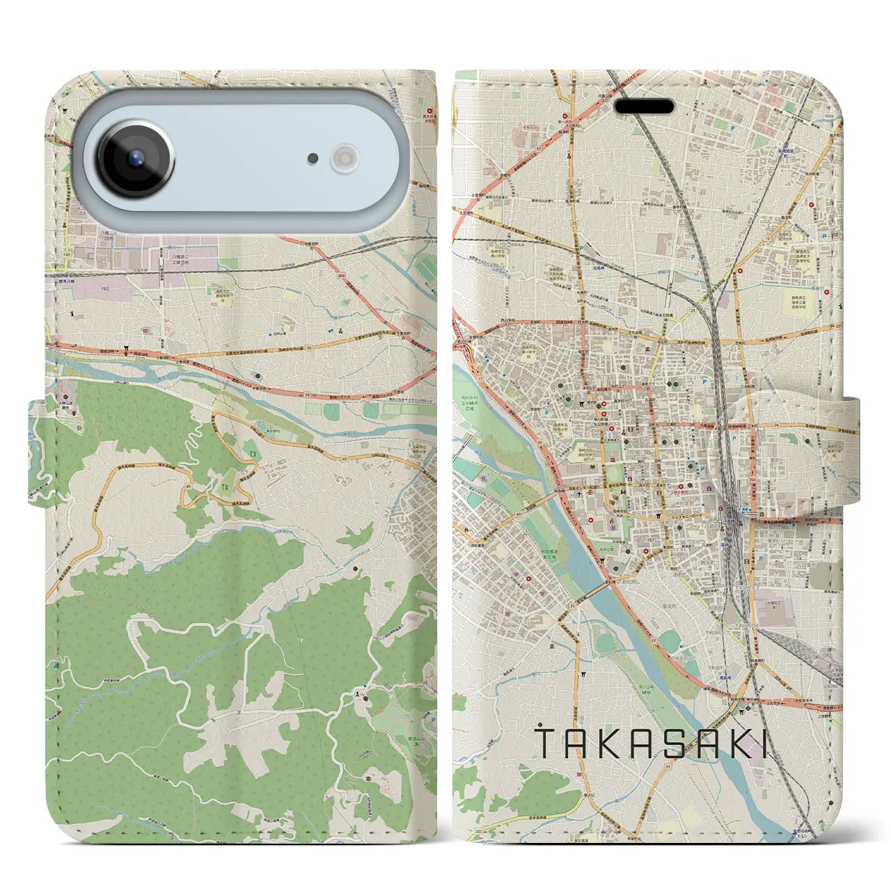 【高崎(群馬県)】地図柄iPhoneケース(手帳タイプ)