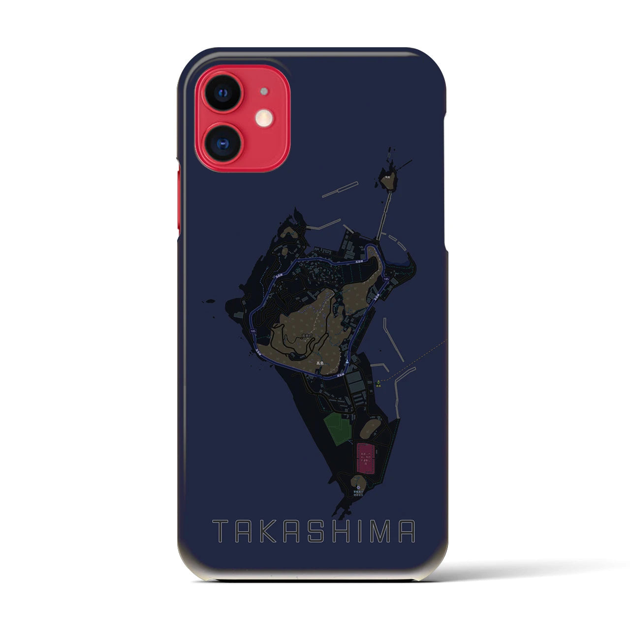 【高島(長崎県)】地図柄iPhoneケース(バックカバータイプ)
