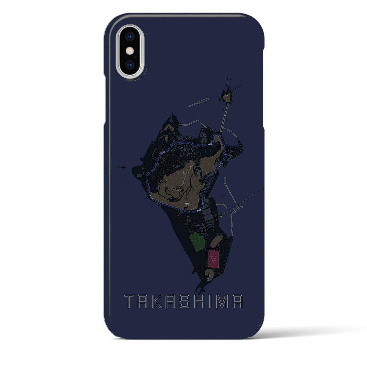 【高島(長崎県)】地図柄iPhoneケース(バックカバータイプ)