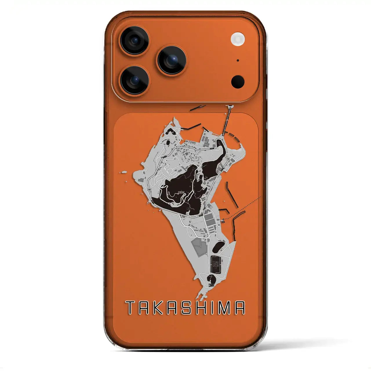 【高島(長崎県)】地図柄iPhoneケース(クリアタイプ)モノトーン・iPhone 17 Pro Max 用
