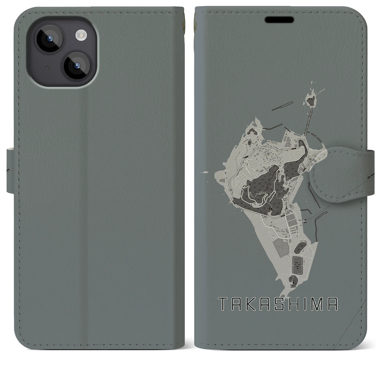 【高島(長崎県)】地図柄iPhoneケース(手帳タイプ)