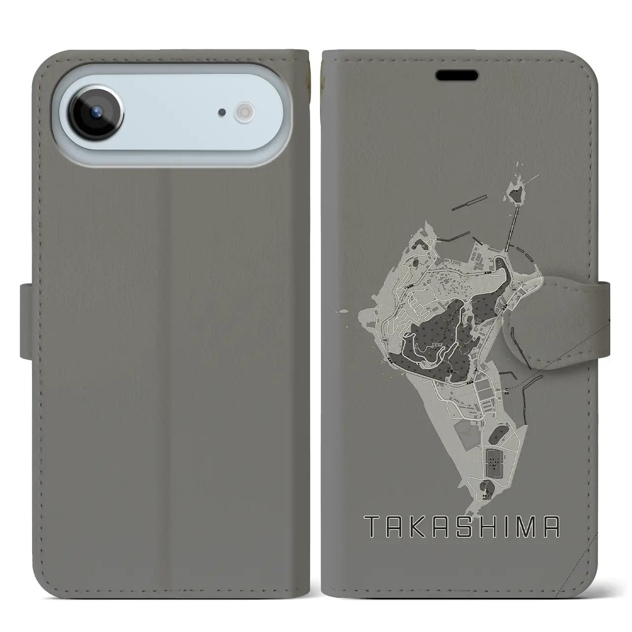【高島(長崎県)】地図柄iPhoneケース(手帳タイプ)