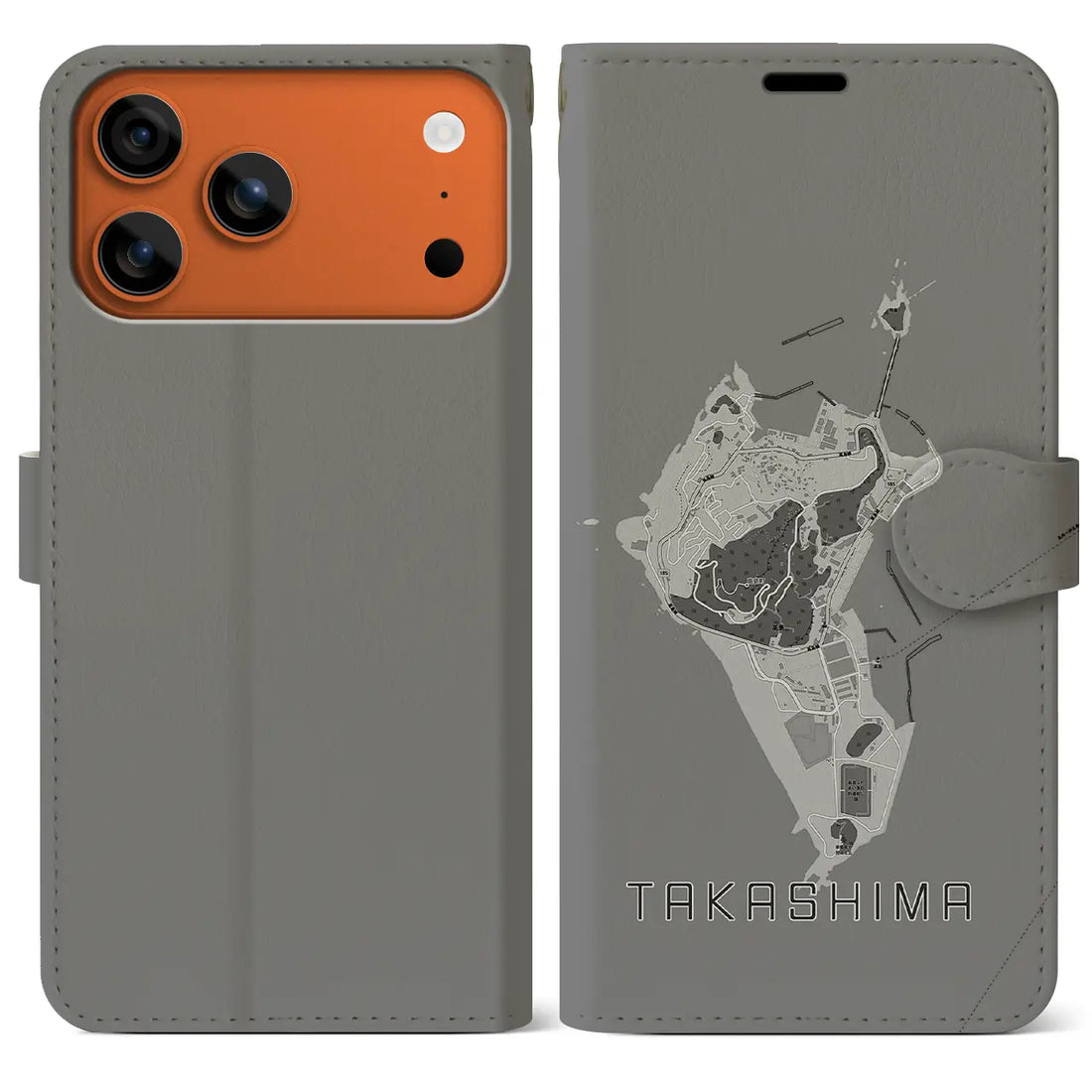 【高島(長崎県)】地図柄iPhoneケース(手帳タイプ)
