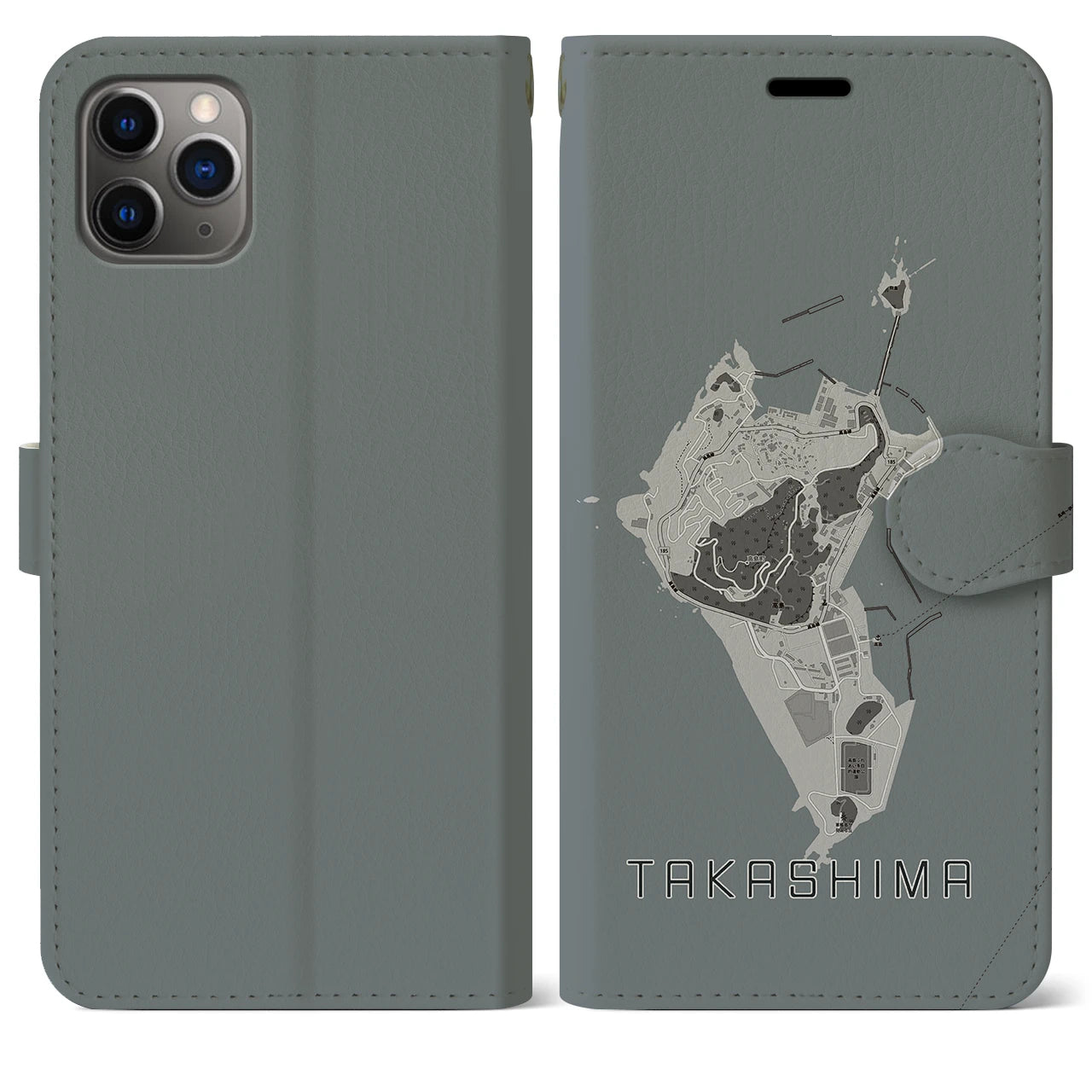 【高島(長崎県)】地図柄iPhoneケース(手帳タイプ)