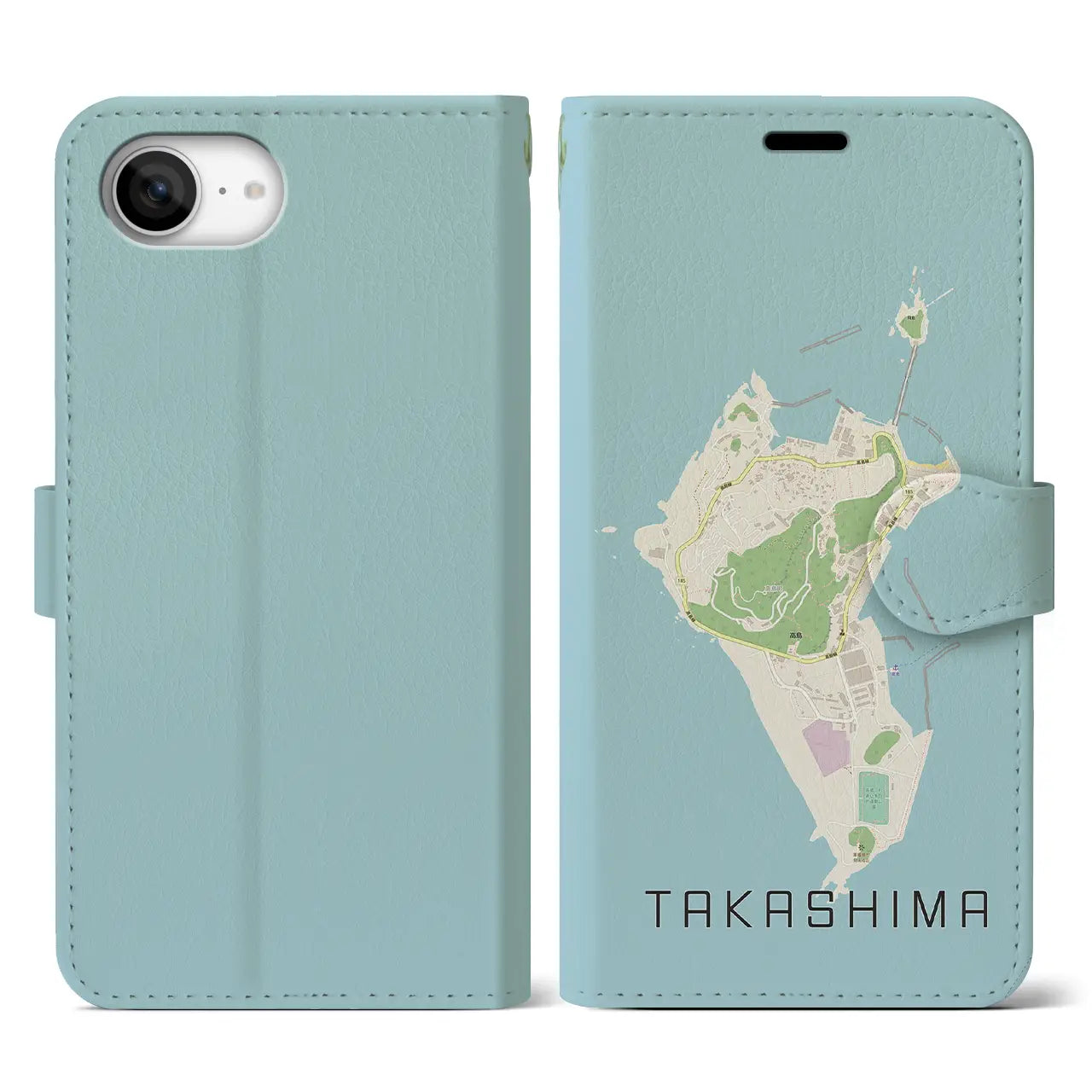 【高島(長崎県)】地図柄iPhoneケース(手帳タイプ)