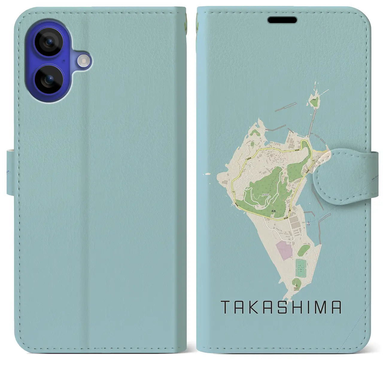 【高島(長崎県)】地図柄iPhoneケース(手帳タイプ)ナチュラル・iPhone 16 Pro Max 用