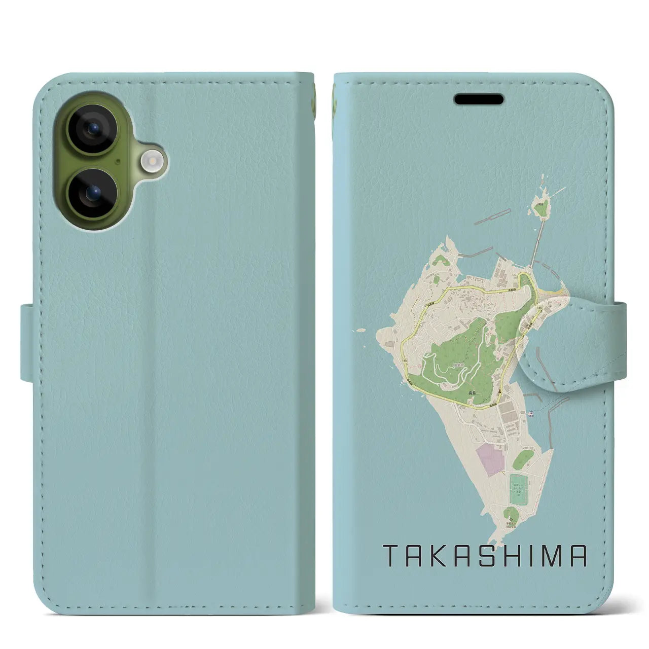 【高島(長崎県)】地図柄iPhoneケース(手帳タイプ)