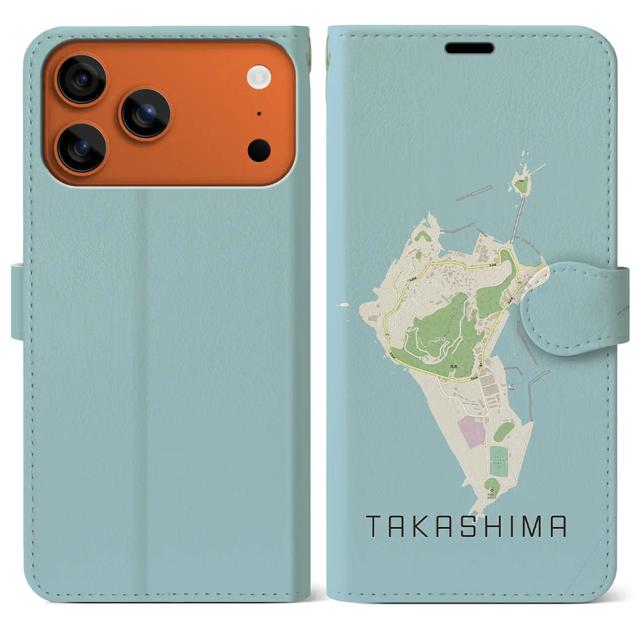 【高島(長崎県)】地図柄iPhoneケース(手帳タイプ)