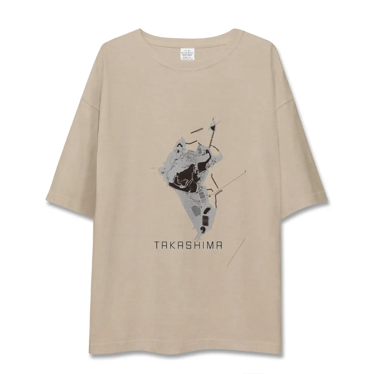 【高島(長崎県)(長崎県)】地図柄ビッグシルエットTシャツ