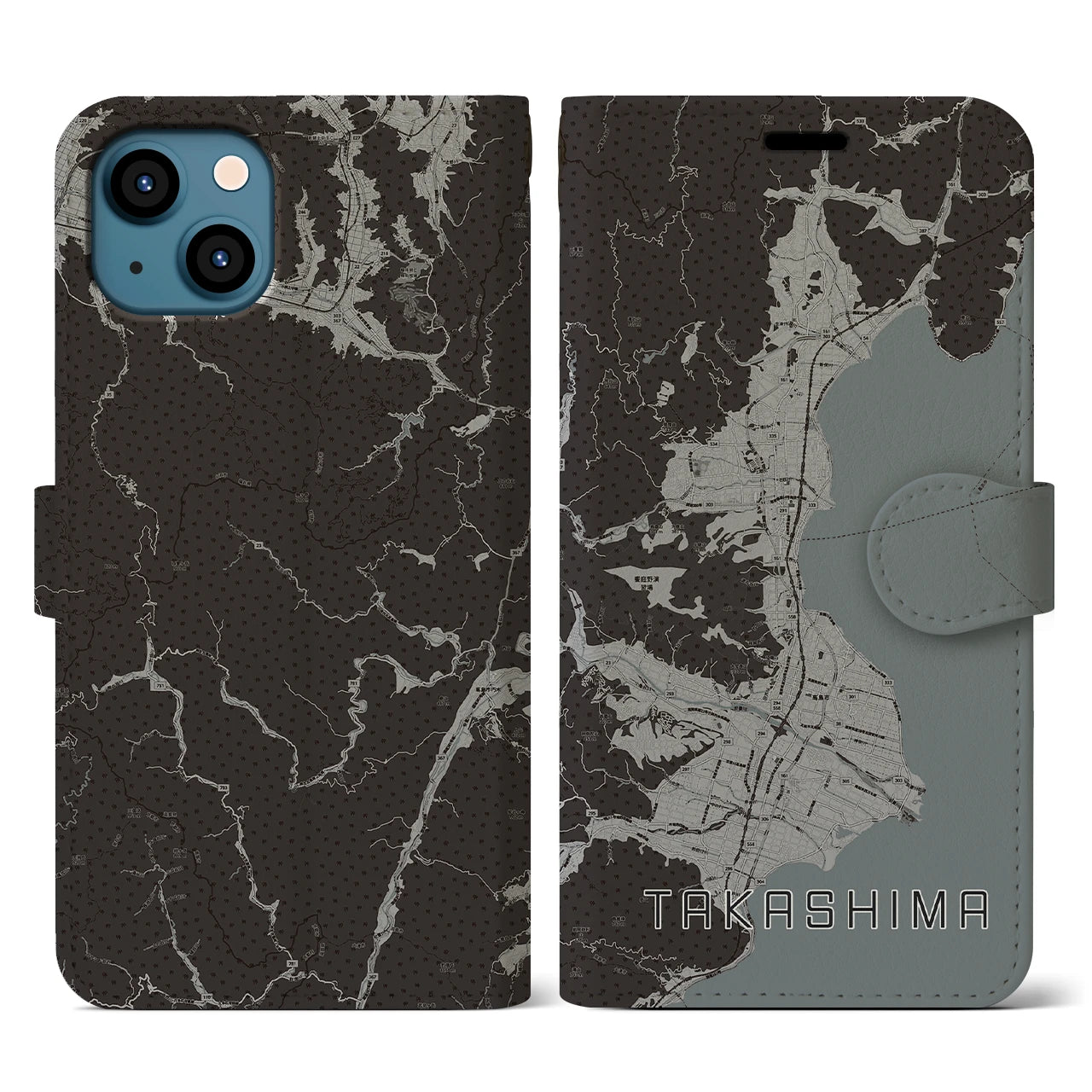 【高島(滋賀県)】地図柄iPhoneケース(手帳タイプ)