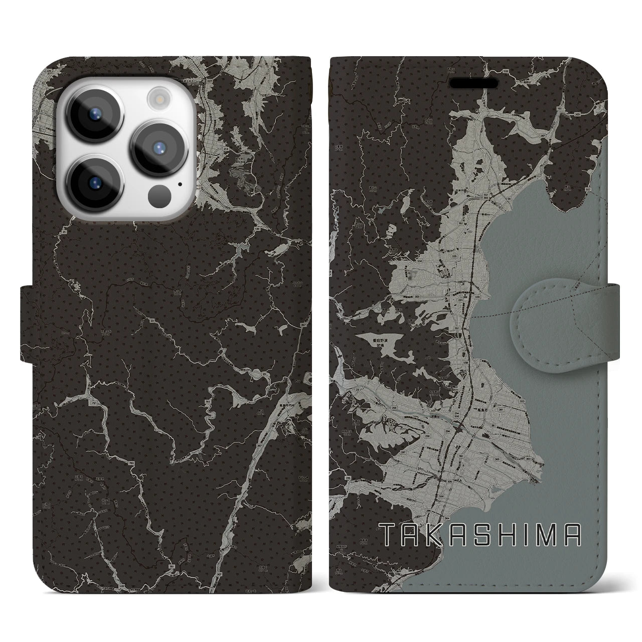 【高島(滋賀県)】地図柄iPhoneケース(手帳タイプ)