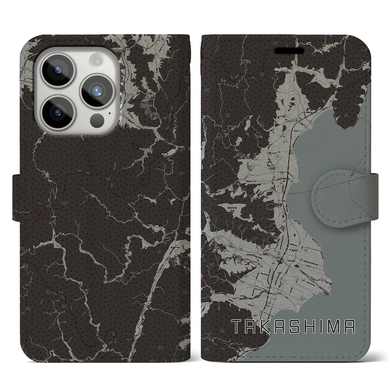 【高島(滋賀県)】地図柄iPhoneケース(手帳タイプ)