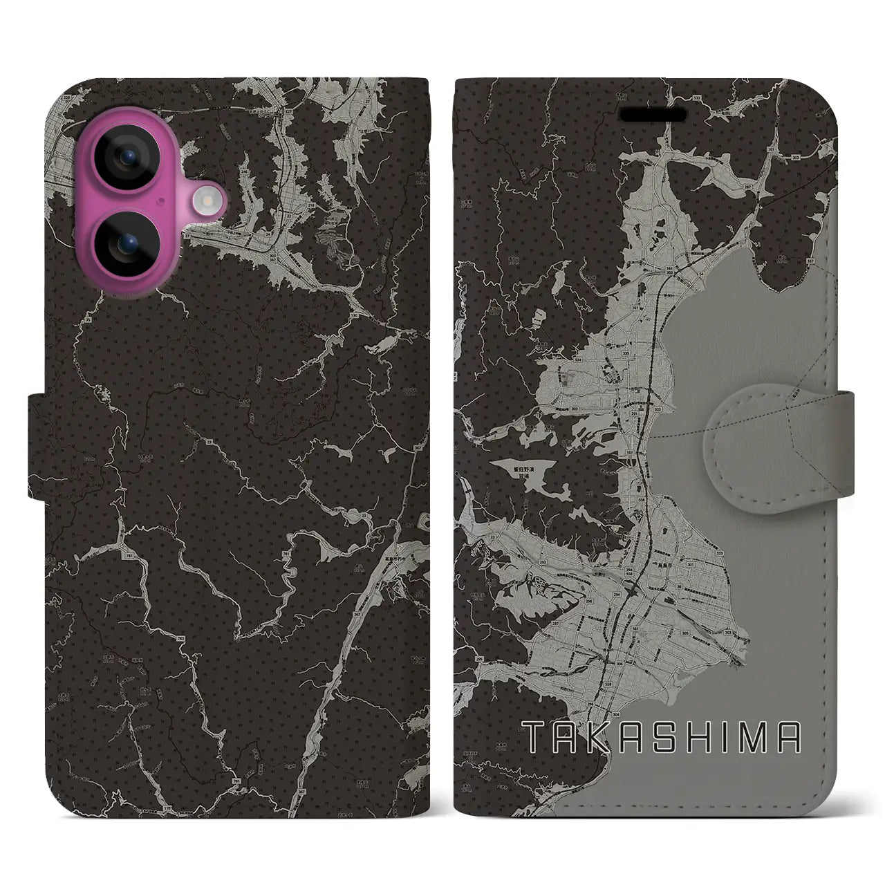 【高島(滋賀県)】地図柄iPhoneケース(手帳タイプ)