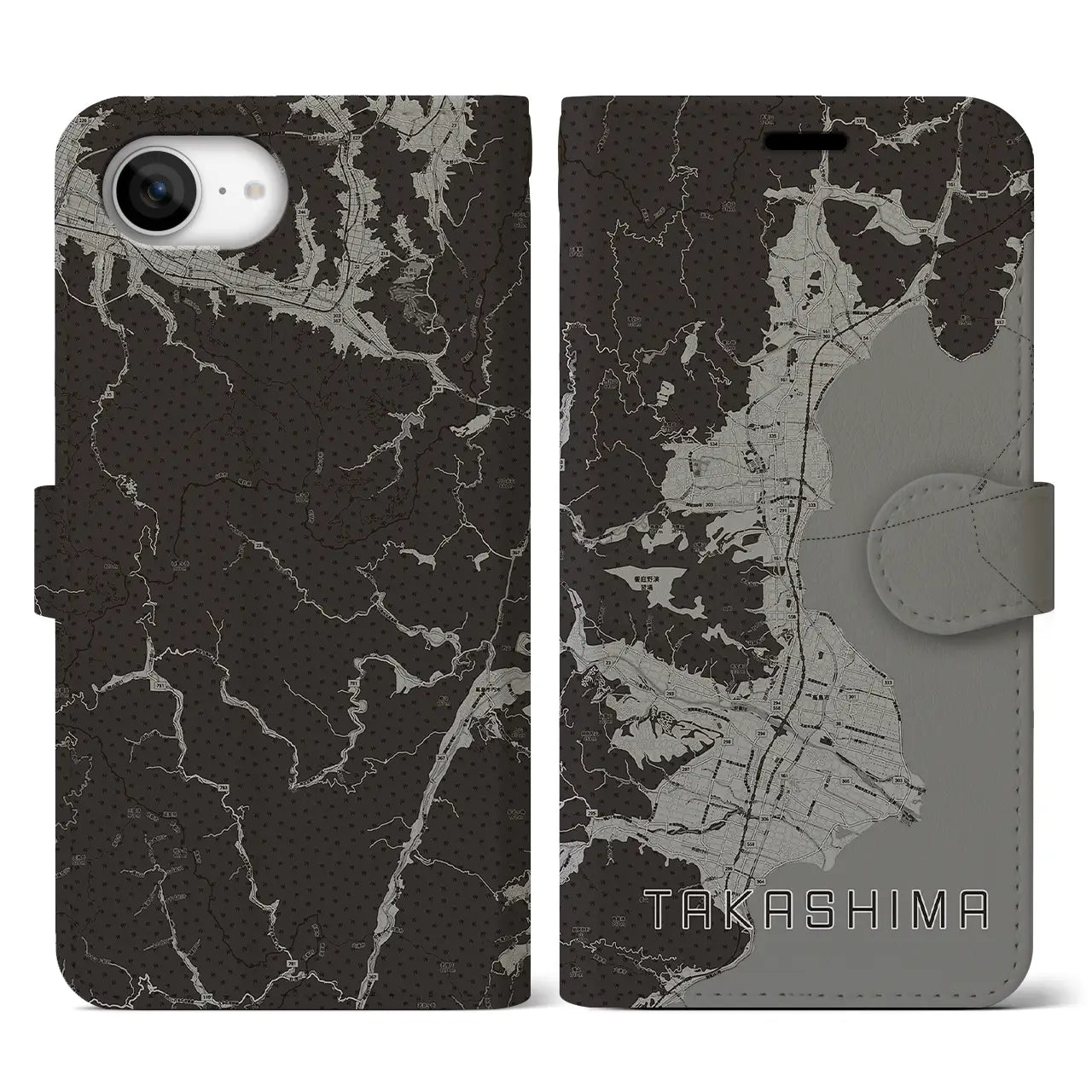 【高島(滋賀県)】地図柄iPhoneケース(手帳タイプ)