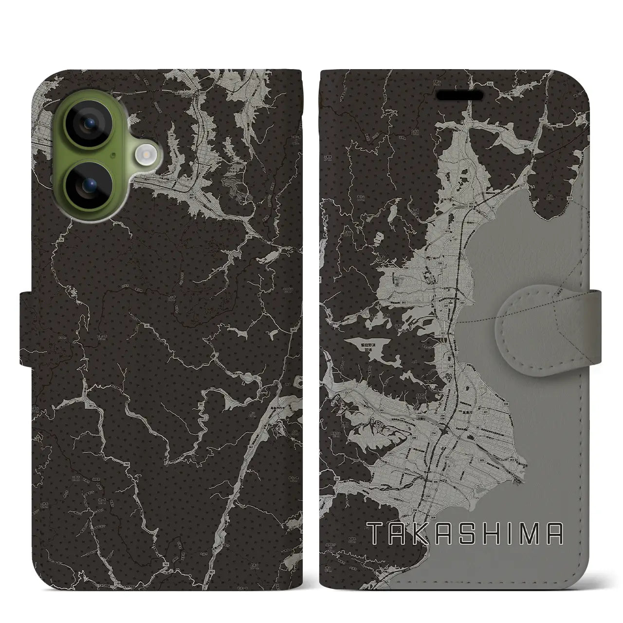 【高島(滋賀県)】地図柄iPhoneケース(手帳タイプ)