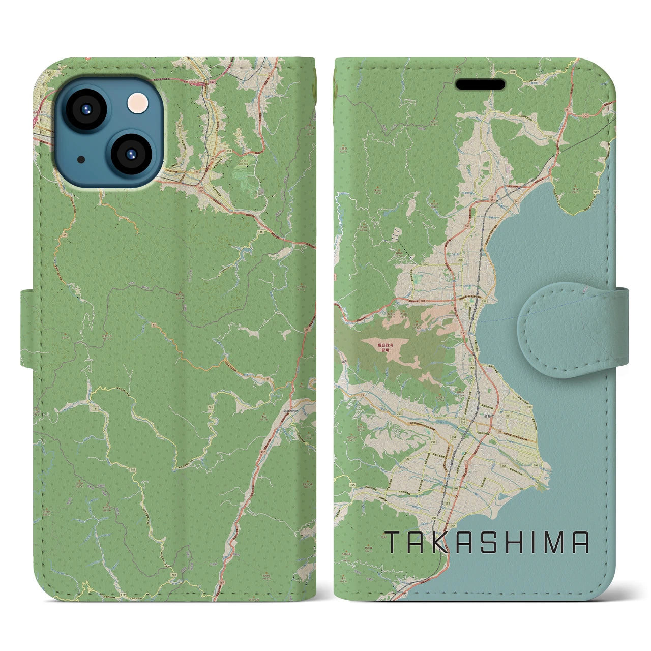 【高島(滋賀県)】地図柄iPhoneケース(手帳タイプ)