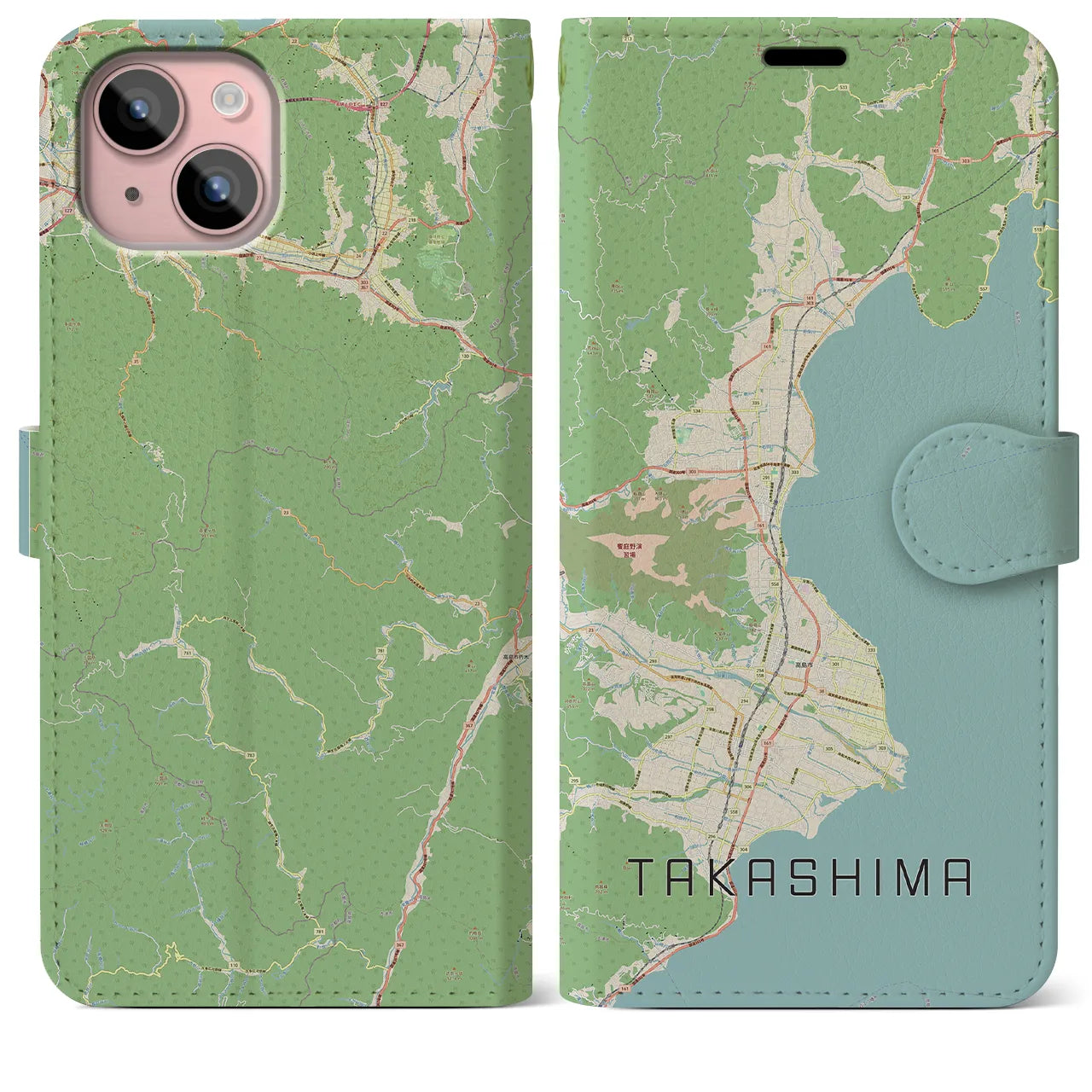 【高島(滋賀県)】地図柄iPhoneケース(手帳タイプ)
