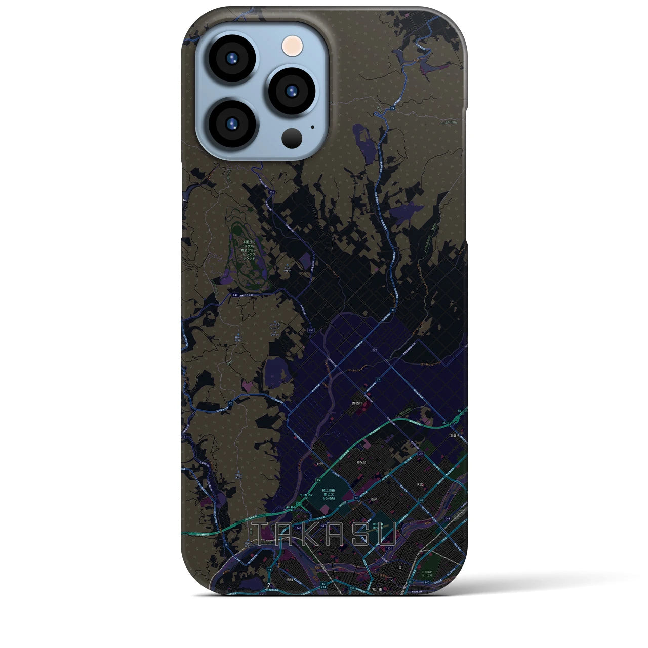 【鷹栖(北海道)】地図柄iPhoneケース(バックカバータイプ)