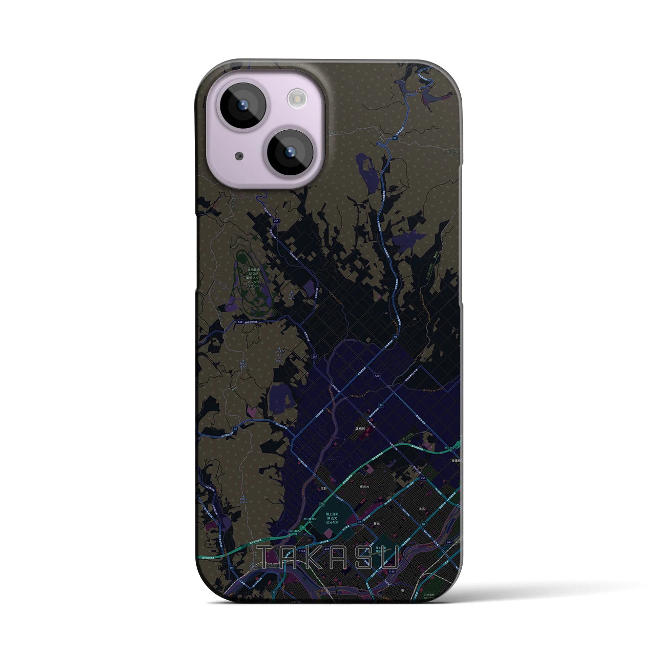 【鷹栖(北海道)】地図柄iPhoneケース(バックカバータイプ)