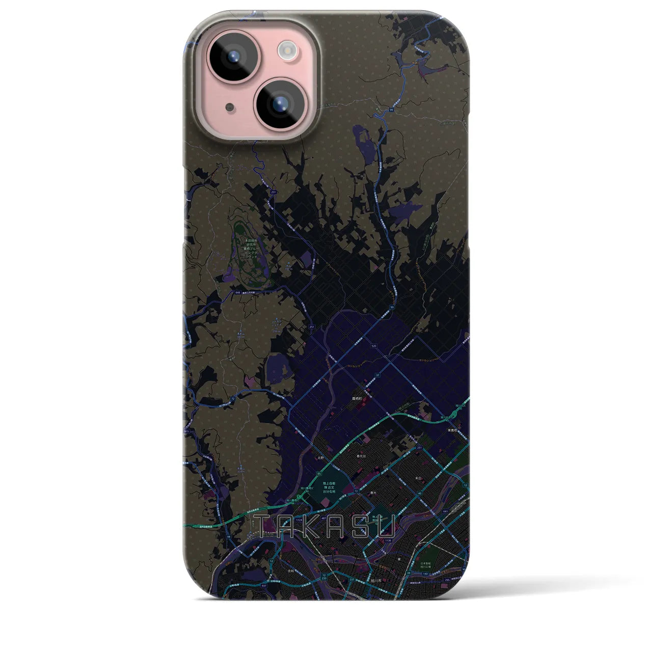 【鷹栖(北海道)】地図柄iPhoneケース(バックカバータイプ)